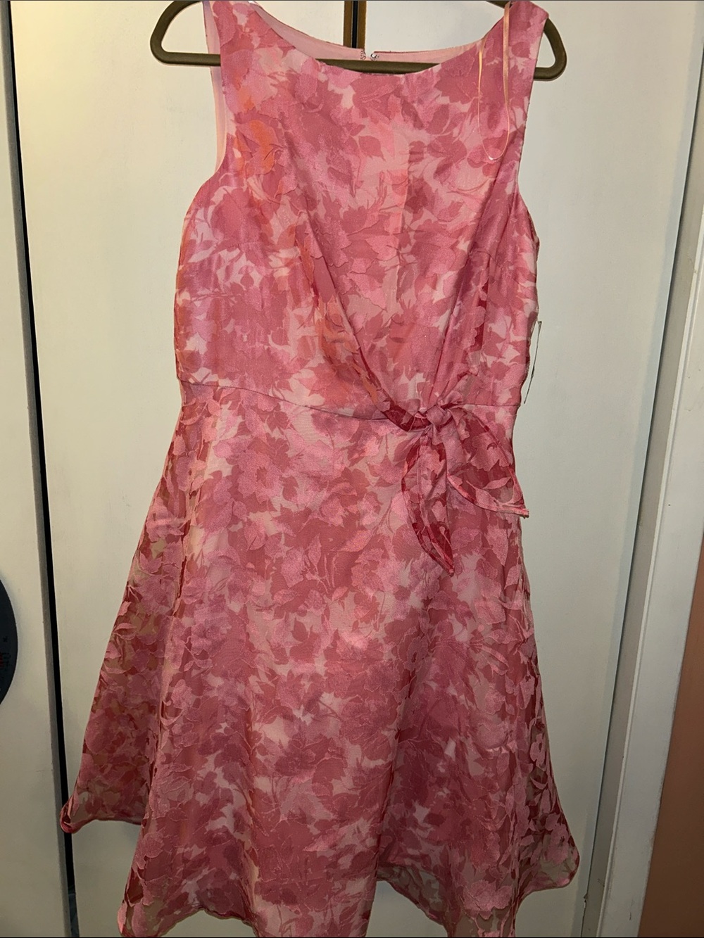 Pink Floral Tie-Waist Dress